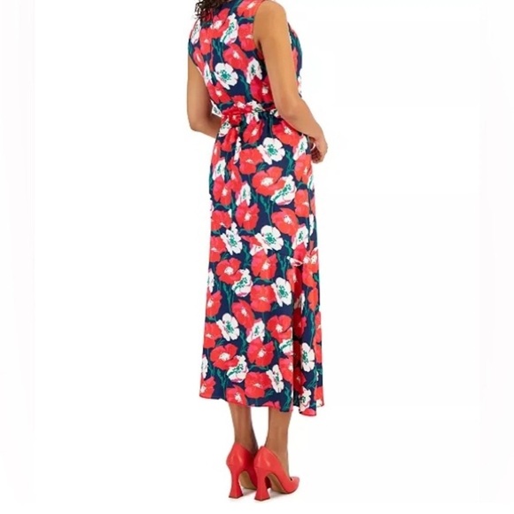 Sam Edelman Women's Poppy Floral V-Neck Poly A-Line Dress Coral Sz 2 NWT - Picture 10 of 10